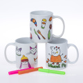 11oz Pinselstift Becher Sublimation Beschichtung Becher mit Farbstift Zeichnung Tasse Becher